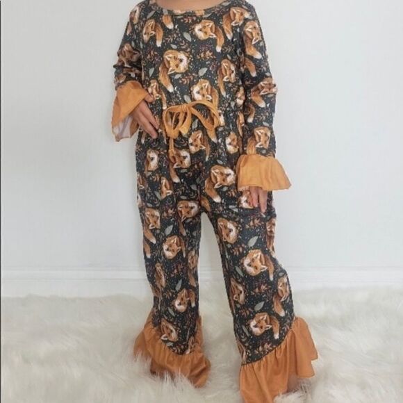 10. Boutique Green and Gold Fox Romper NWT - Picture 2 of 2